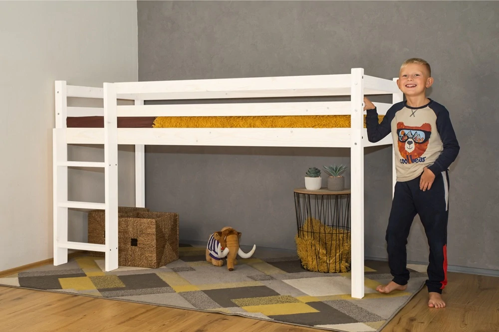 MAXIDO Vyvýšená dětská postel Martin 180 x 80 bílá