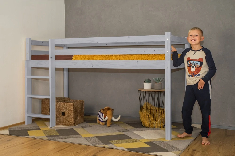 MAXIDO Vyvýšená dětská postel Martin 180 x 80 šedá