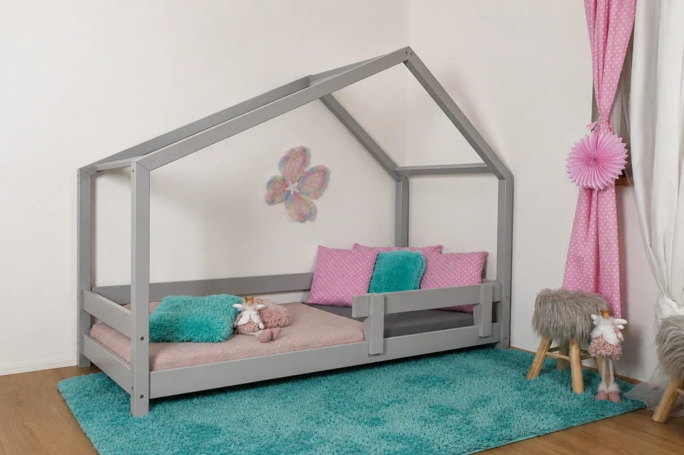 MAXIDO Dětská postel domeček Dita 200x140 šedá
