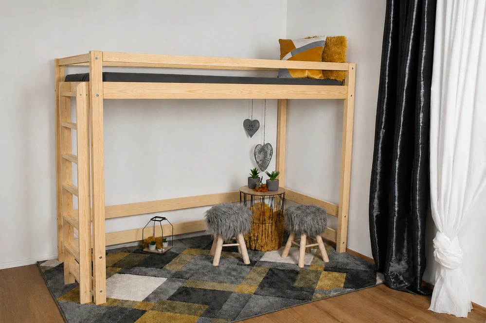 MAXIDO Dětská postel Vali - horní spaní 200x90 přírodní - průchod 160cm