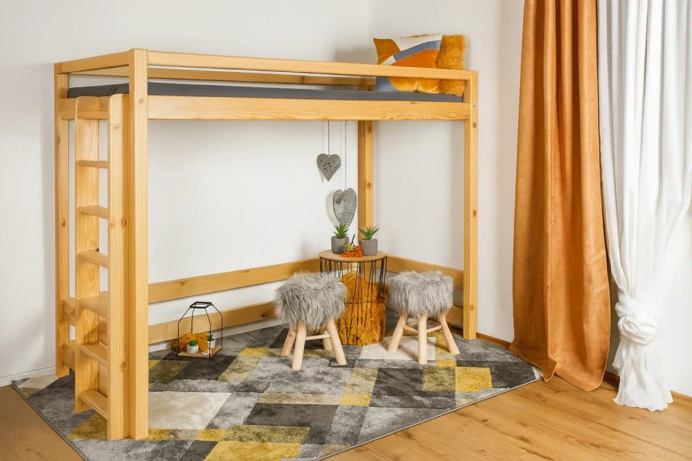 MAXIDO Dětská postel Vali - horní spaní 200x90 šedá - průchod 160cm